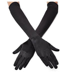 Lansian Long Black Opera Party Gloves for Women 1920s 20s Satin Gloves Elbow Length Bridal Evening Dress Costumes, 21''