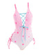 haikyuu Women Anime One Piece Swimsuit Set Swimwear Outfit Kawaii Bathing Suit Sexy Pink Blue (Medium, Pink Polka Dots)