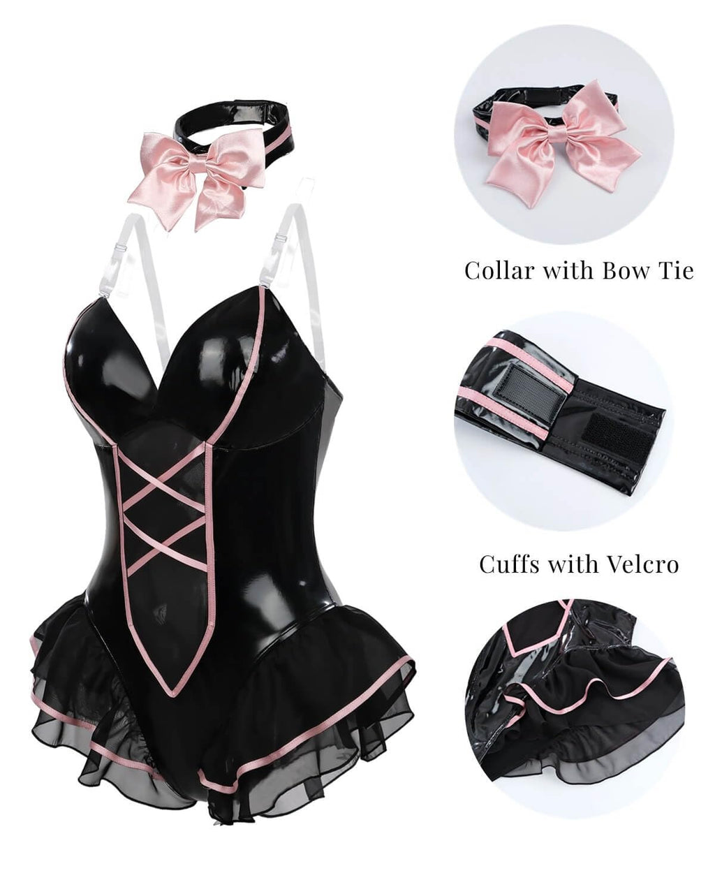 Nuoqi Black Womens Bunny Costume Bunny Girl Cosplay Suit Adult Halloween Outfit XXL