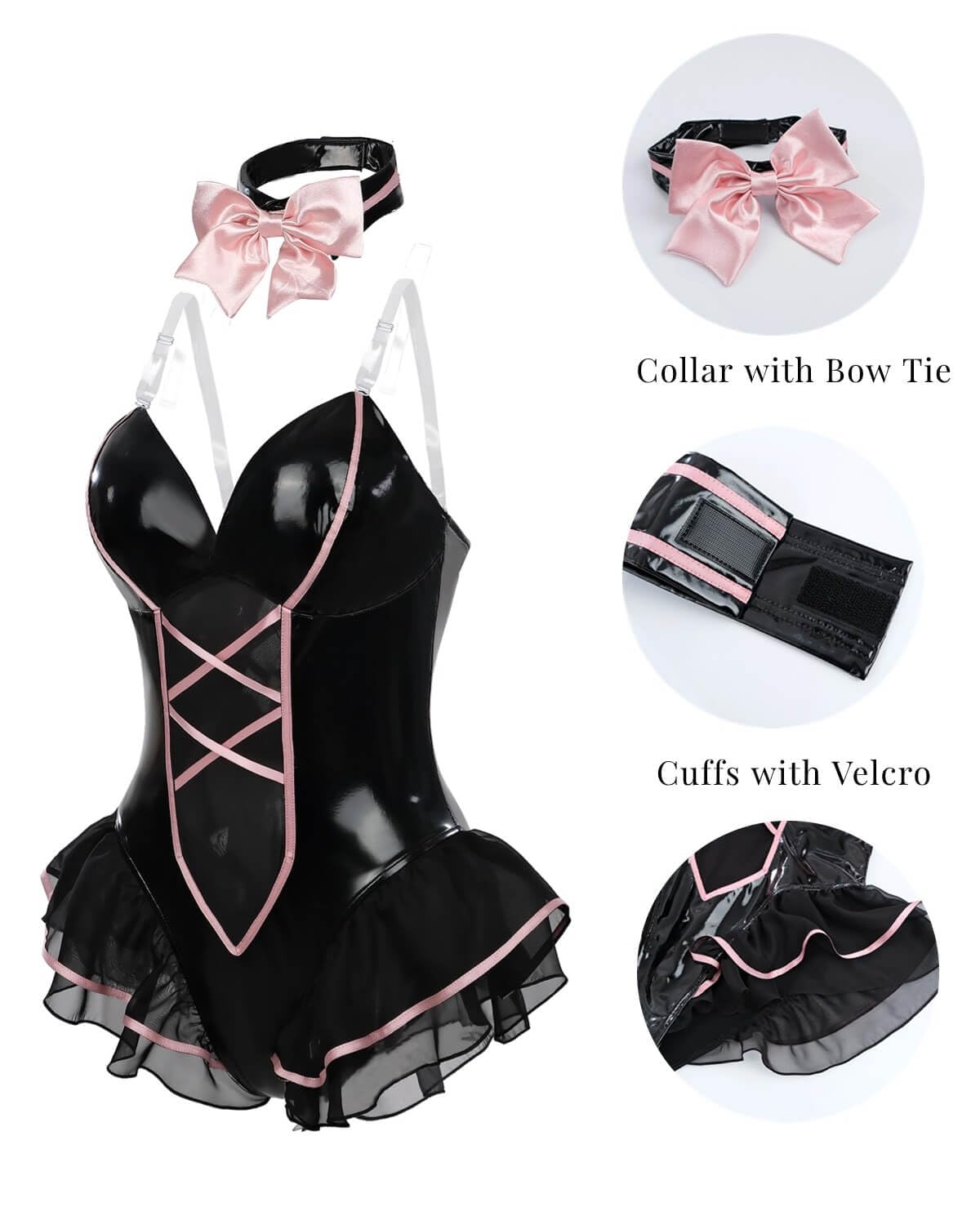 Nuoqi Black Womens Bunny Costume Bunny Girl Cosplay Suit Adult Halloween Outfit XXL