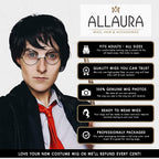 ALLAURA Compatible with Sonny Bono Wig – 60s 70s Men’s Short Brown Wig + Mustache for Hippie, Singer, TV Star, Cop, Detective Costumes – Liberty Duo, Limu & Doug, Uncle Rico, Retro Halloween Outfit