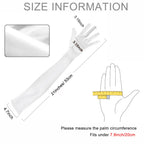 Lansian Women's 21'' Long Satin Gloves White Elbow Length 1920s Opera Bridal Dance Gloves For Evening Party Opera Costume, White