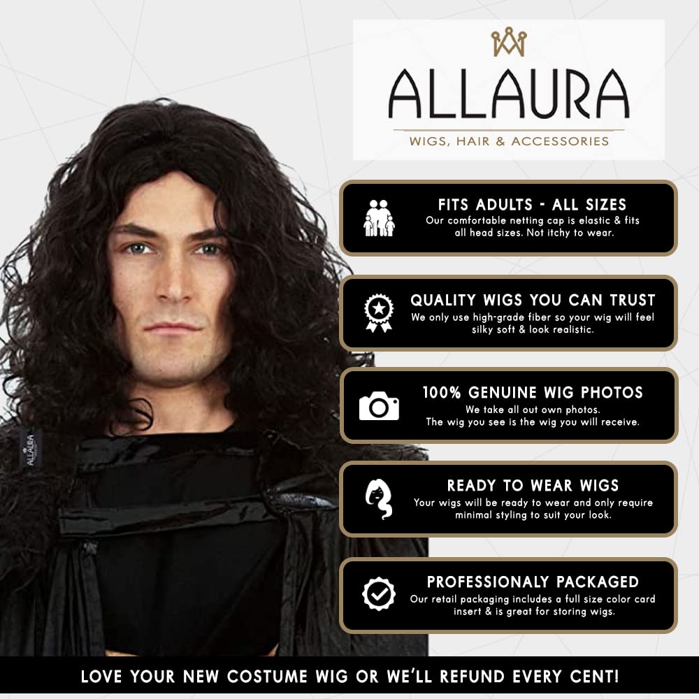 ALLAURA Compatible with Sonny Bono Wig – 60s 70s Men’s Short Brown Wig + Mustache for Hippie, Singer, TV Star, Cop, Detective Costumes – Liberty Duo, Limu & Doug, Uncle Rico, Retro Halloween Outfit