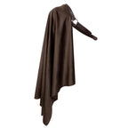 L'VOW Samurai Half Shoulder Cape Medieval Cloak Shawl with Belt Warrior Cape Shrug Halloween Dune Costume for Men(Brown)