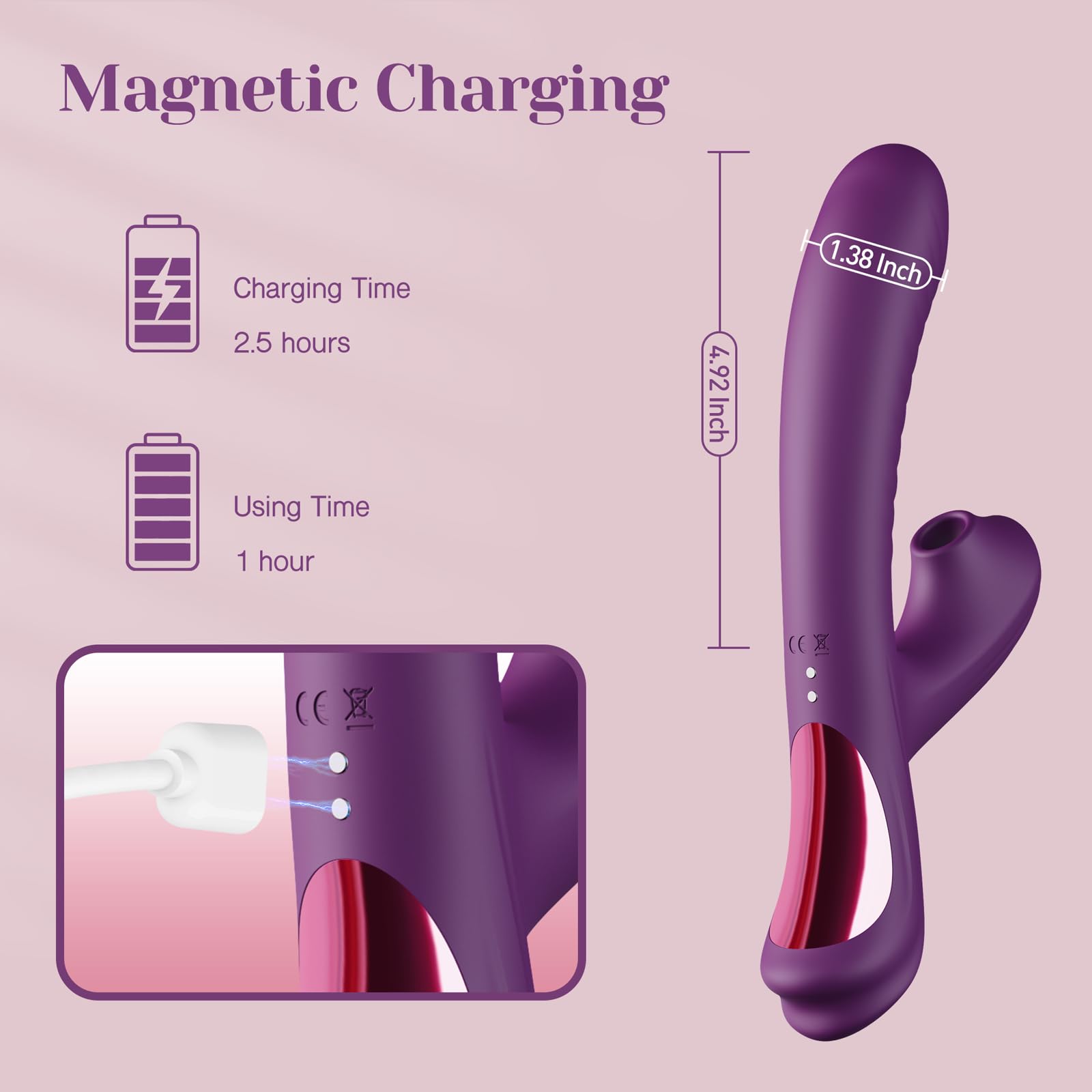 Tracy's Dog Come-Hither Rabbit Sucking Vibrator for Clitoral G Spot Stimulation, Adult Sex Toys for Women Couple, Vibrating Finger Massager with 3 Suction and 10 Vibration & Come-Hither Modes (Beta)