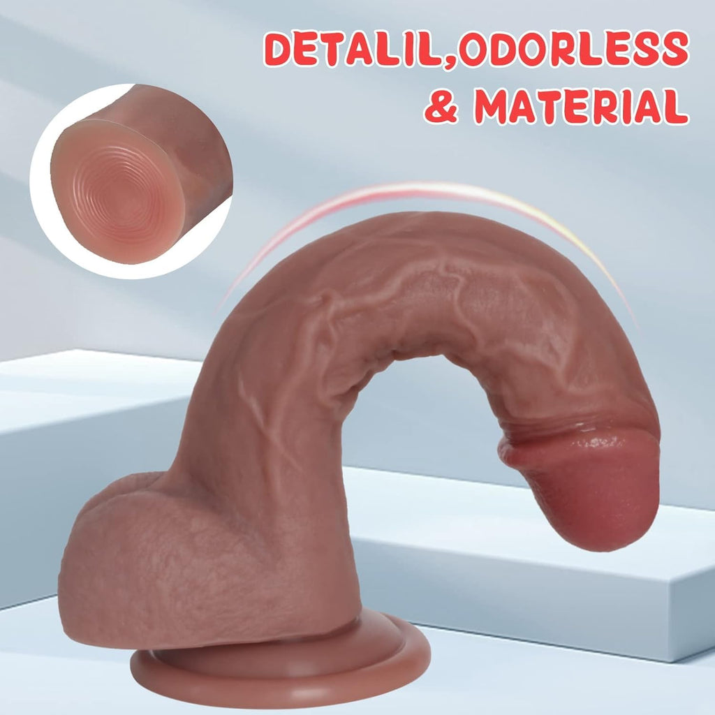 Realistic Dildo for an Unforgettable Lifelike Experience, 7.8 Inch Silicone Dildo with Strong Suction Cup for Hands-Free G Spot & Anal Play, Body-Safe Adult Sex Toy for Women & Couples