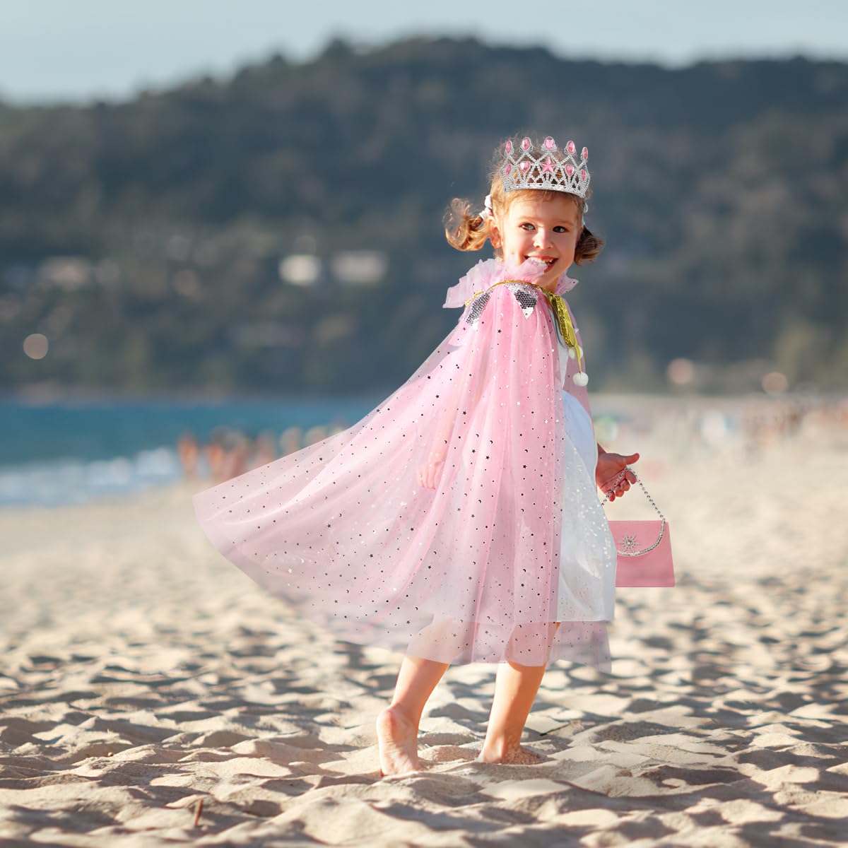 Meland Princess Dress up Clothes for Girl, 11Pcs Princess Cape with Kid Crown Toys,Dresses for Girl 3,4,5,6,7,8 Birthday Gift