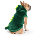 Idepet Dog Halloween Dinosaur Costume,Cute Cosplay Outfit for Small Dogs Fleece Winter Puppy Hoodie Warm Sweater Vest Coat Apparel for Pet Cat Chihuahua Bulldog Pug Yorkie(Small)