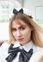 C-ZOFEK Women's French Maid Headband Ribbon Lace Kawaii Headwear Headpiece for Halloween Christmas Costume