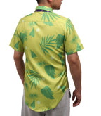 DAZCOS US Size Green Printed T-Shirt Purple Tie for Mens Hawaiian Floral Shirts Cosplay or Casual Holiday Beach Shirts