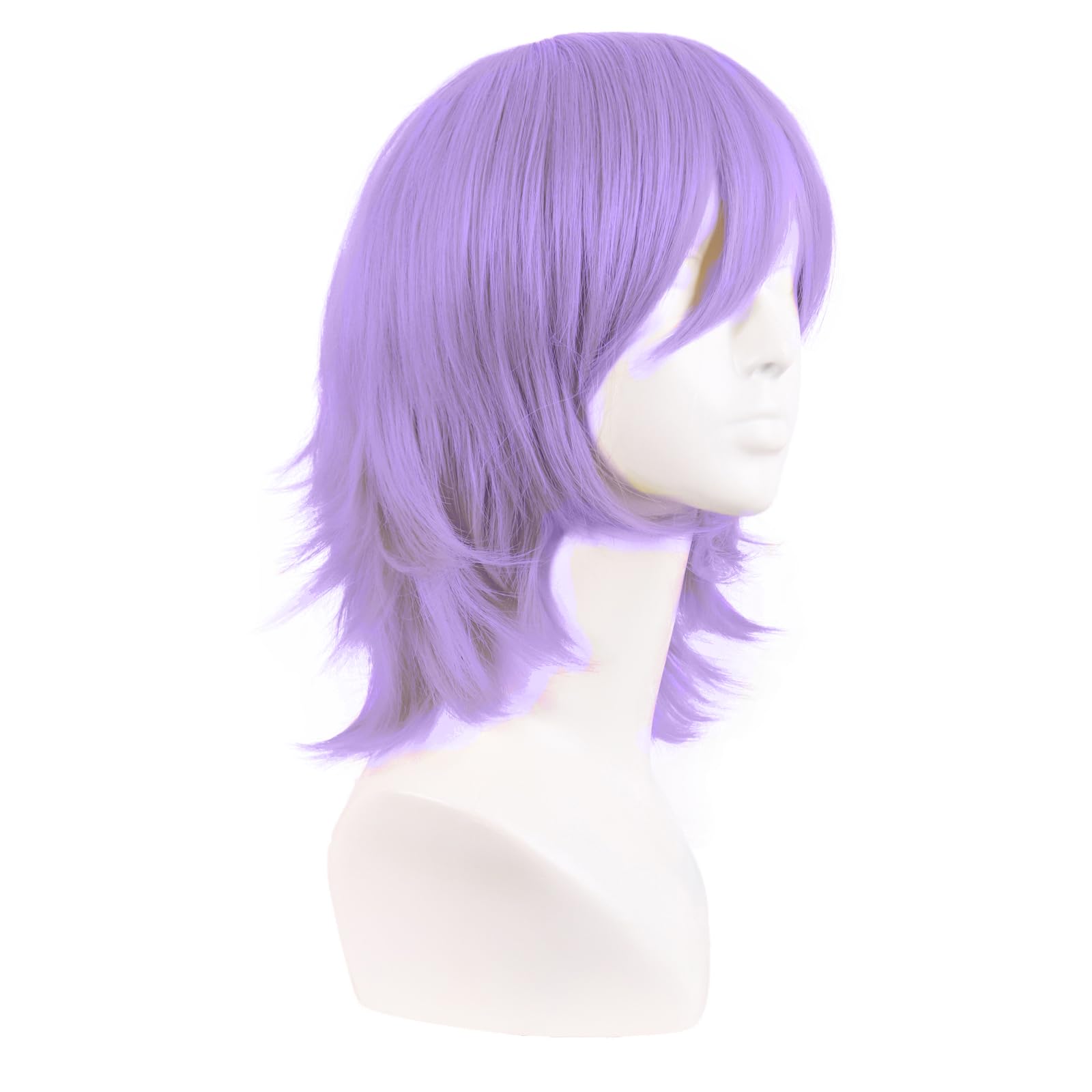 MapofBeauty 14 Inch/35 cm Short Cosplay Wolf Tail Synthetic Side Bangs Party Wig (Light Purple)