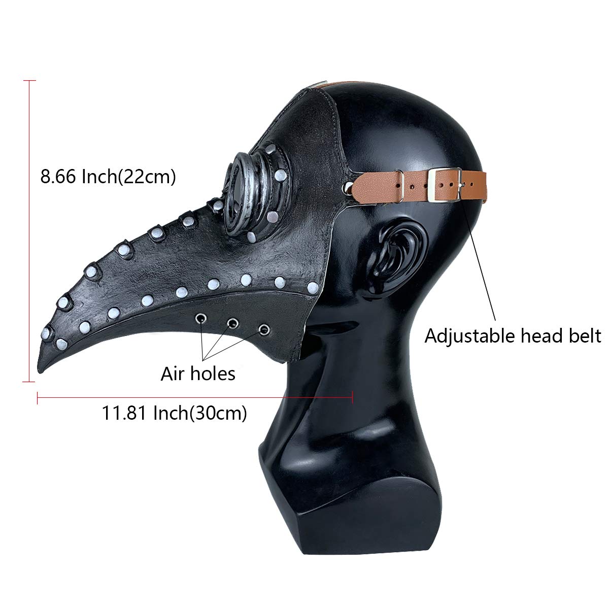 Stegosaurus Plague Doctor Bird Mask Long Nose Beak Cosplay Steampunk Halloween Costume Props Latex Material