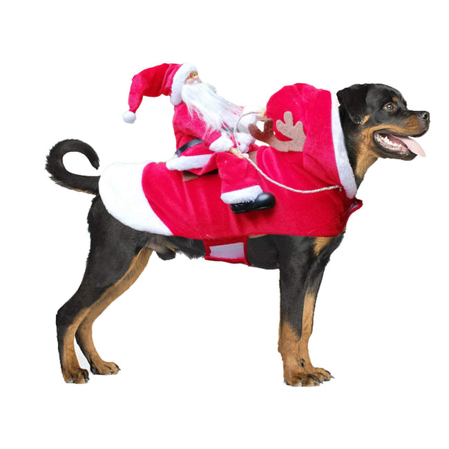 BWOGUE Santa Dog Costume Christmas Pet Clothes Santa Claus Riding Pet Cosplay Costumes Party Dressing up Dogs Cats Outfit for Small Medium Large Dogs Cats Hover Image