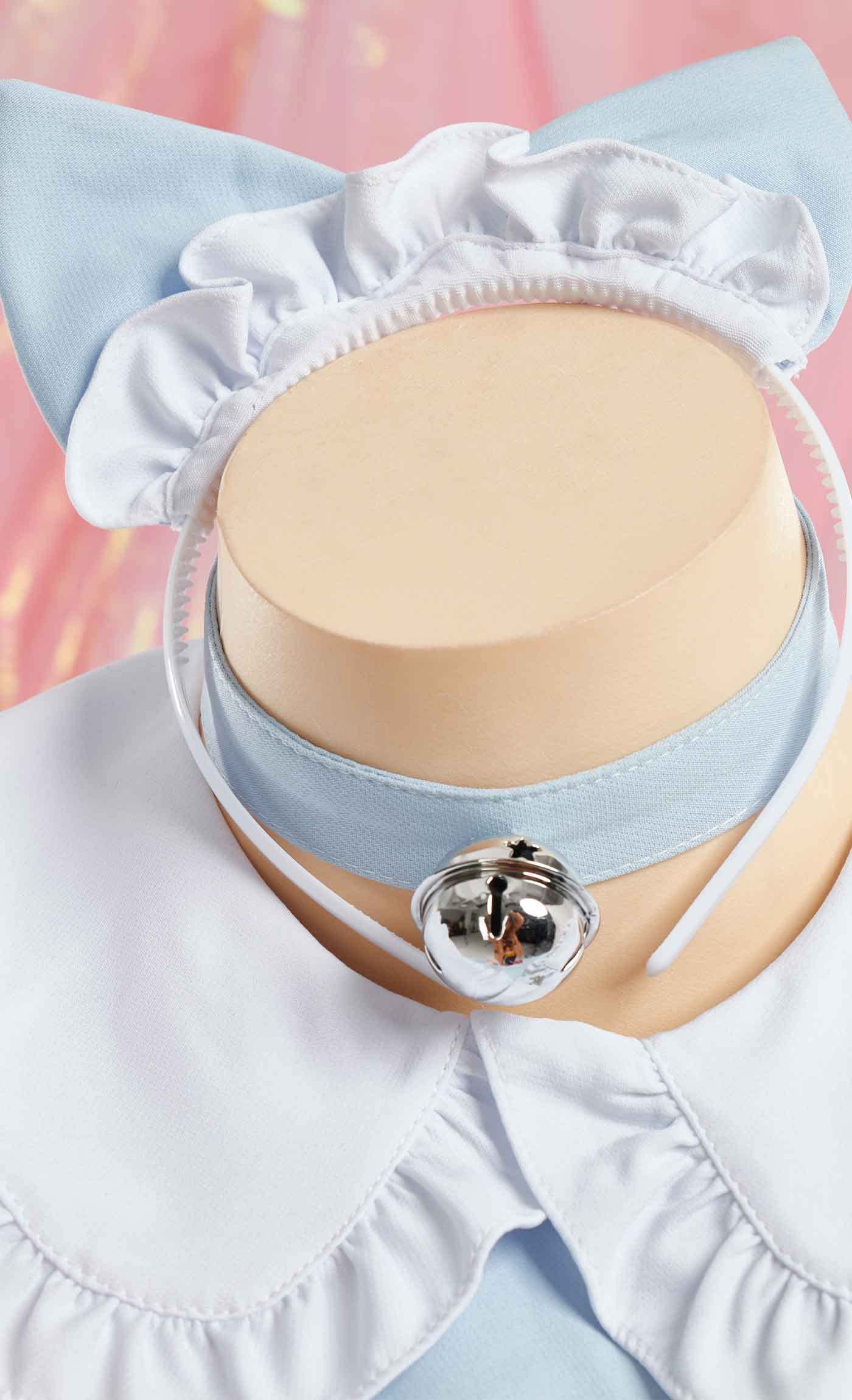 MEOWCOS Women's Maid Dress French Apron Kawaii Kitty Dress with Paw Embroidery Anime Cosplay Costume