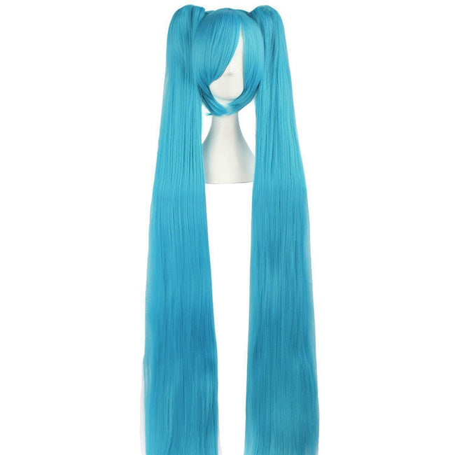 MapofBeauty 47"/120cm Fashion Long Straight wig Cosplay wig (Cyan Blue) Hover Image