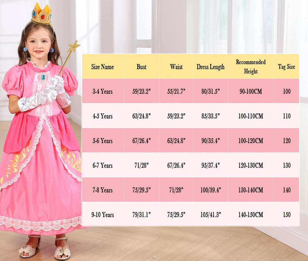 Luzlen Pink Costume for Girls Kids Dress Up Halloween Carnival Cosplay Party Outfit, Pink, 5-6 Years(Label 120)