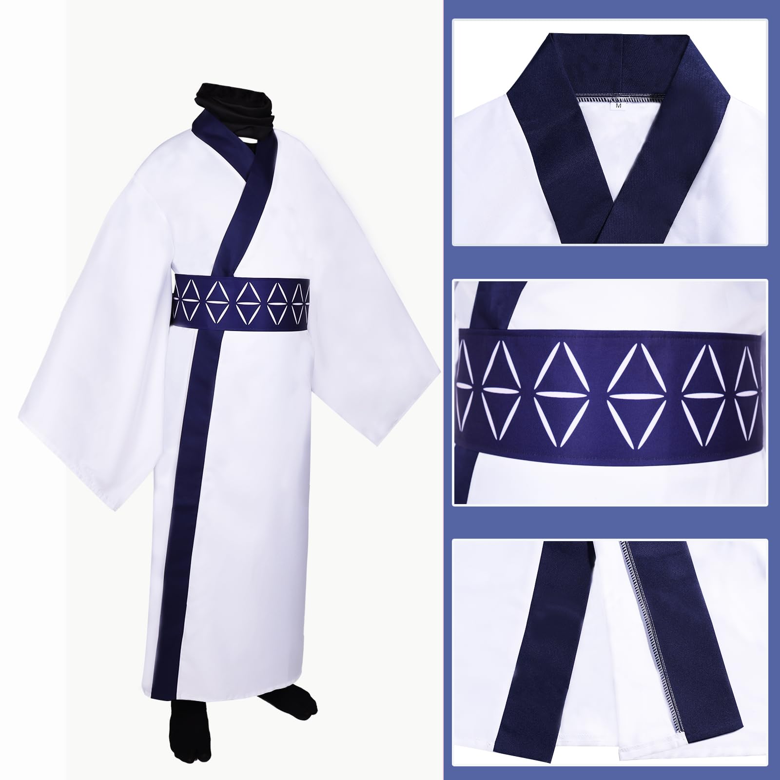 yyleasar Ryomen Sukuna Kimono Halloween Outfit Anime Cosplay Costume Men Robe Uniform Full Set for Dressing With socks obi sticker wig (S)