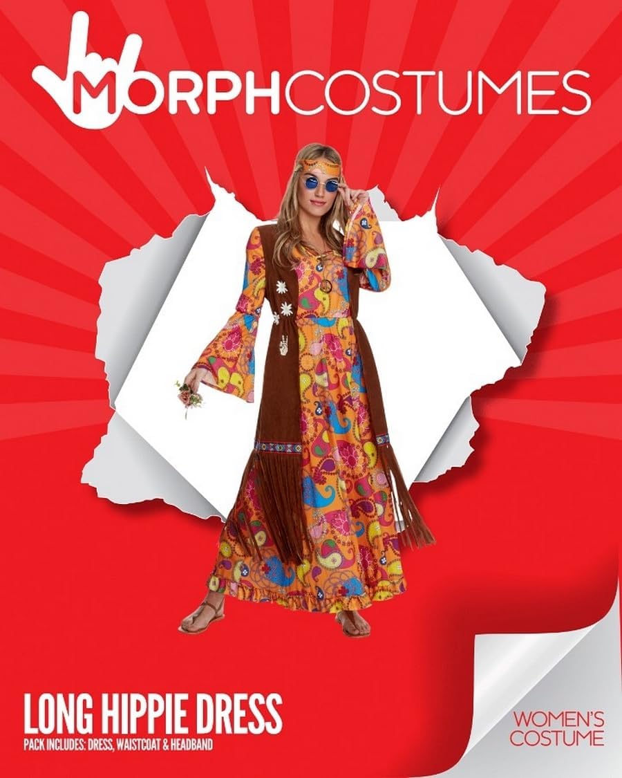Morph Hippie Costume Women, 70s Costume For Women, 70s Long Dress, Womens 60s Halloween Costumes, Womens Halloween Costumes