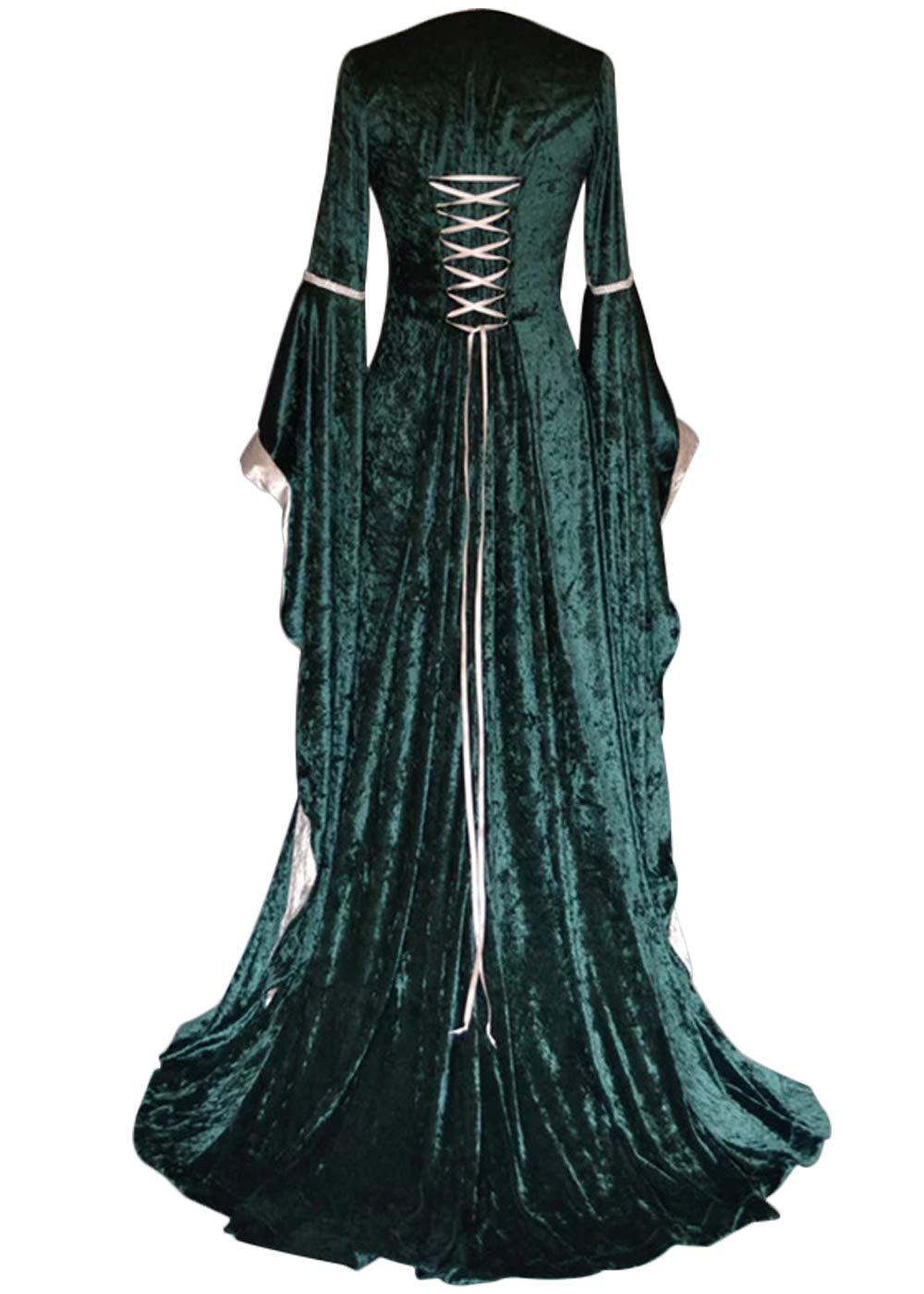 YEAXLUD Womens Renaissance Medieval Costume Dress Lace up Irish Over Long Dresses Cosplay Retro Gown S-5XL (XL, Green)