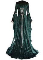 YEAXLUD Womens Renaissance Medieval Costume Dress Lace up Irish Over Long Dresses Cosplay Retro Gown S-5XL (XL, Green)