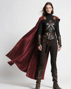 L'VOW Thunder God Cloak Medieval King Cape for Men Women Halloween Thor Cosplay, Renaissance LARP Costume(Burgundy)