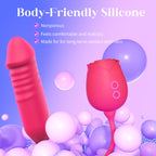 Vibrator Dildo Sex Toys for Women - MOOLIGIRL Rose Sex Toy with Thrusting G Spot Vibrators & 10 Sucking Modes for Clitoral Nipple Stimulation Anal Double-Ended Dildos Adult Sex Toys Games for Couples