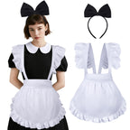 Cardkiss White Apron for Women Maid Apron with Bow Headband Set for Halloween Theme Party