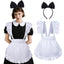 Cardkiss White Apron for Women Maid Apron with Bow Headband Set for Halloween Theme Party
