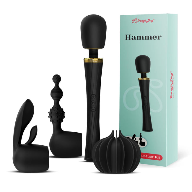 Tracy's Dog Wand Vibrator Kit, Cordless Massager with 3 Silicone Attachments for Clitoral, G-Spot & Anal Stimulation, Sex Sets Gift for Couples & Women Pleasure, Adult Toys with 3 Speeds & 5 Patterns Hover Image
