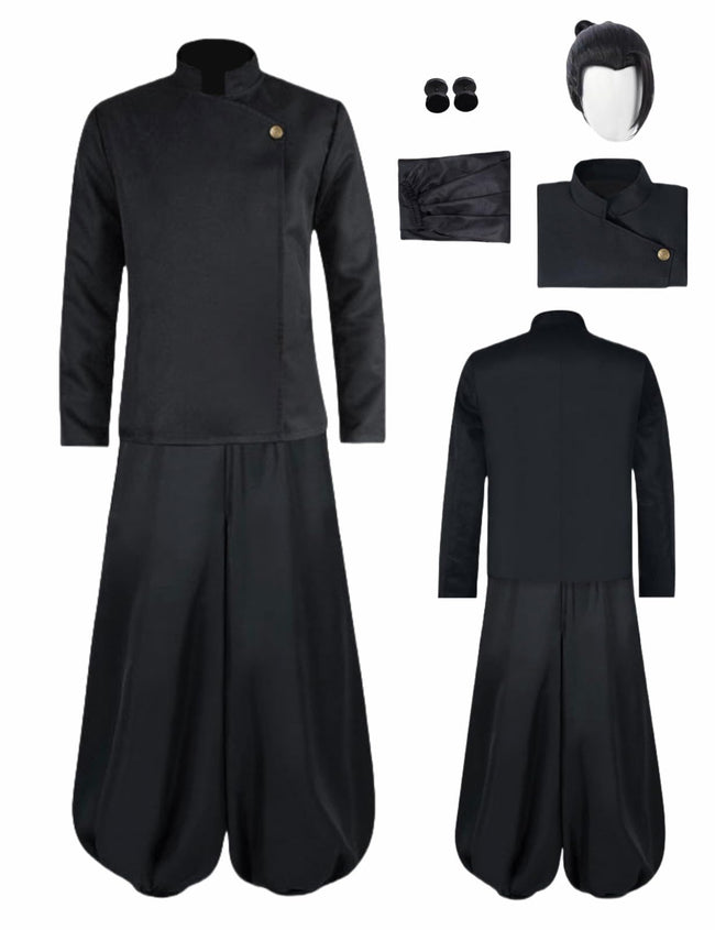 ABOJJFAC Black Cosplay High School Uniform With Earrings Wig Anime Jacket Pants Full Set For Halloween Costume (WigUniform, XXL) Hover Image