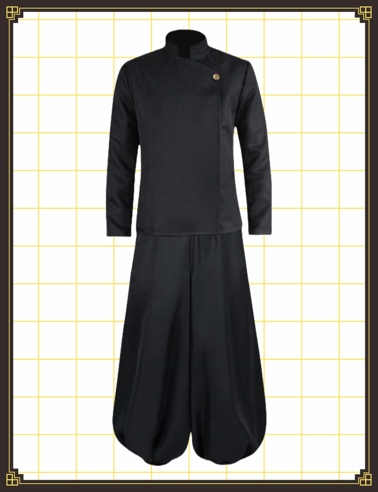 ABOJJFAC Black Cosplay High School Uniform With Earrings Wig Anime Jacket Pants Full Set For Halloween Costume (WigUniform, XXL)