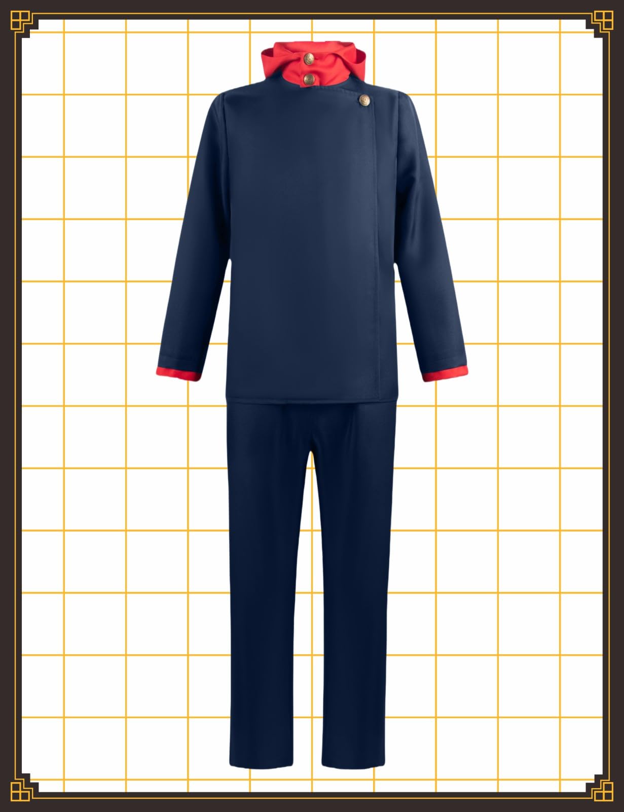 Men's Cosplay School Uniform Men Blue Black Hooded Jacket Pants Full Set Halloween Costume Adult Outfit (Blue, L)