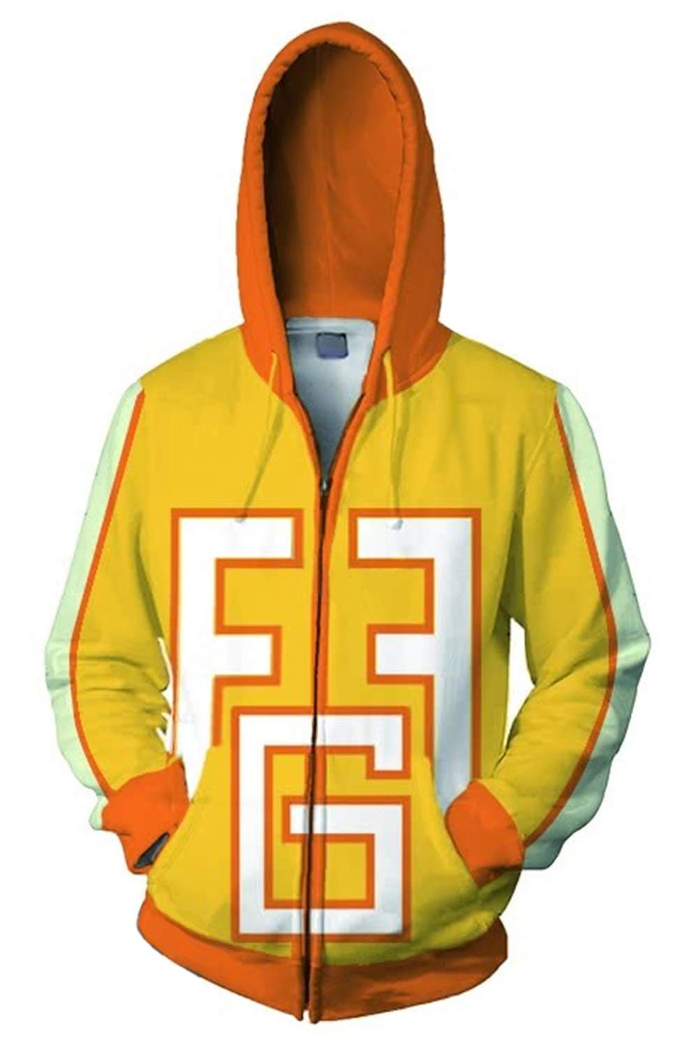 Werycos Adult Hoodie Jacket Anime Sweatshirt Zip Up Hooded Coat Halloween Costume Yellow