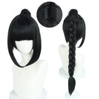 JoneTing Black Braided Wig【+Hair Cap】 Long Black Ponytail Wigs with Braids for Women Shadow Cosplay wig Blacked Ponytail Wig Long Braided Wig BG3 Cosplay Wig for Party Shadow Costume Outfit Halloween