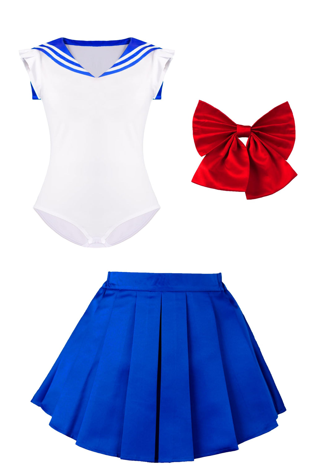 Sinkawa Jackets Sailor Anime Outfit School Uniform Onesie Romper With Pleated Skirt Cosplay Costume For Women Girls-XL