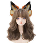 VIGVAN Handmade Wolf Fox Ears Animal Cosplay Cute Head Accessories for Halloween (Chain Orange)