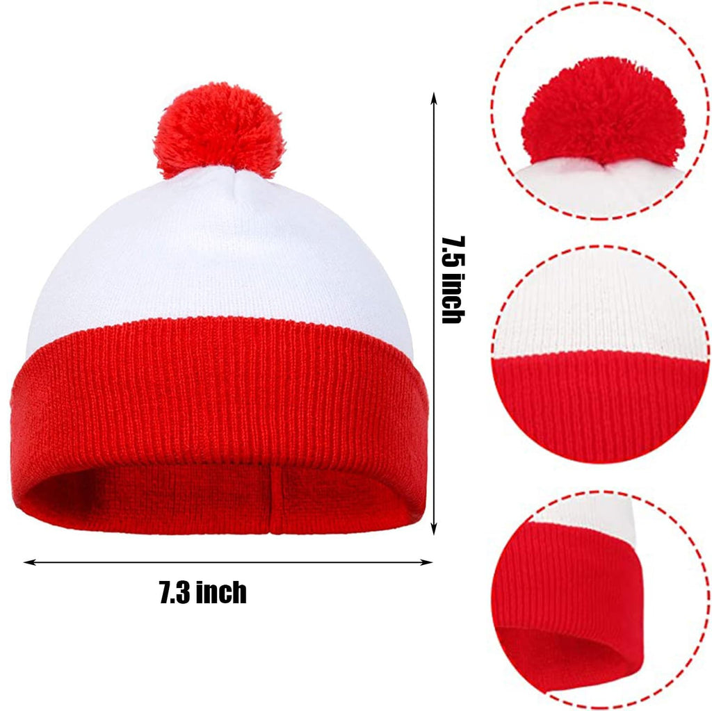 4 Pieces Red and White Striped Shirt and Hat for Women,Adult Halloween Costumes Cosplay Suits with Glasses Outfit Suit Set (Large)