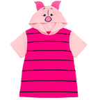 Disney Winnie The Pooh Piglet Mens Hooded Matching Family Cosplay T-Shirt Pink Large