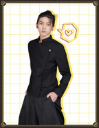 ABOJJFAC Black Cosplay High School Uniform With Earrings Wig Anime Jacket Pants Full Set For Halloween Costume (WigUniform, XXL)