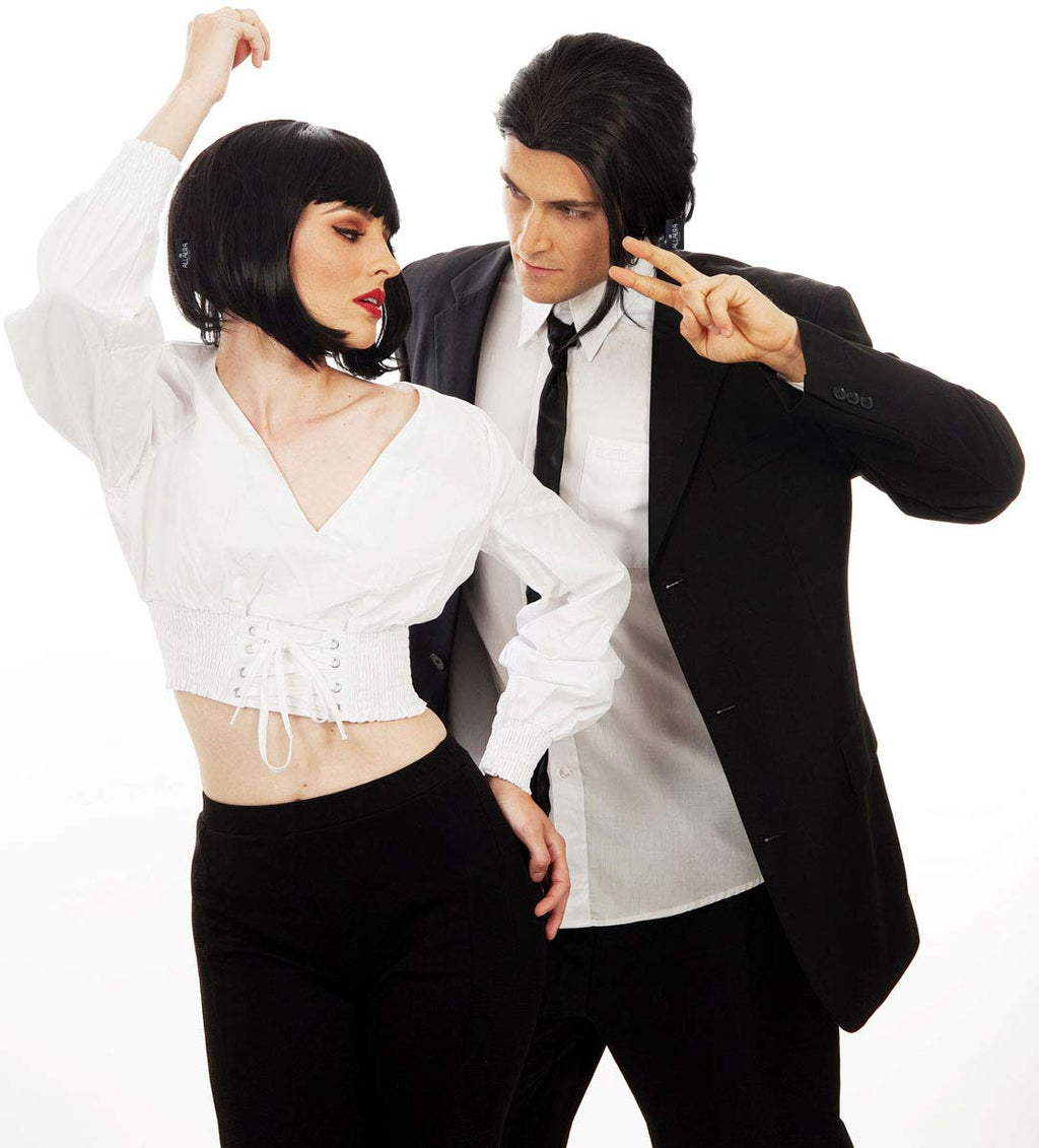 ALLAURA Compatible with Sonny Bono Wig – 60s 70s Men’s Short Brown Wig + Mustache for Hippie, Singer, TV Star, Cop, Detective Costumes – Liberty Duo, Limu & Doug, Uncle Rico, Retro Halloween Outfit