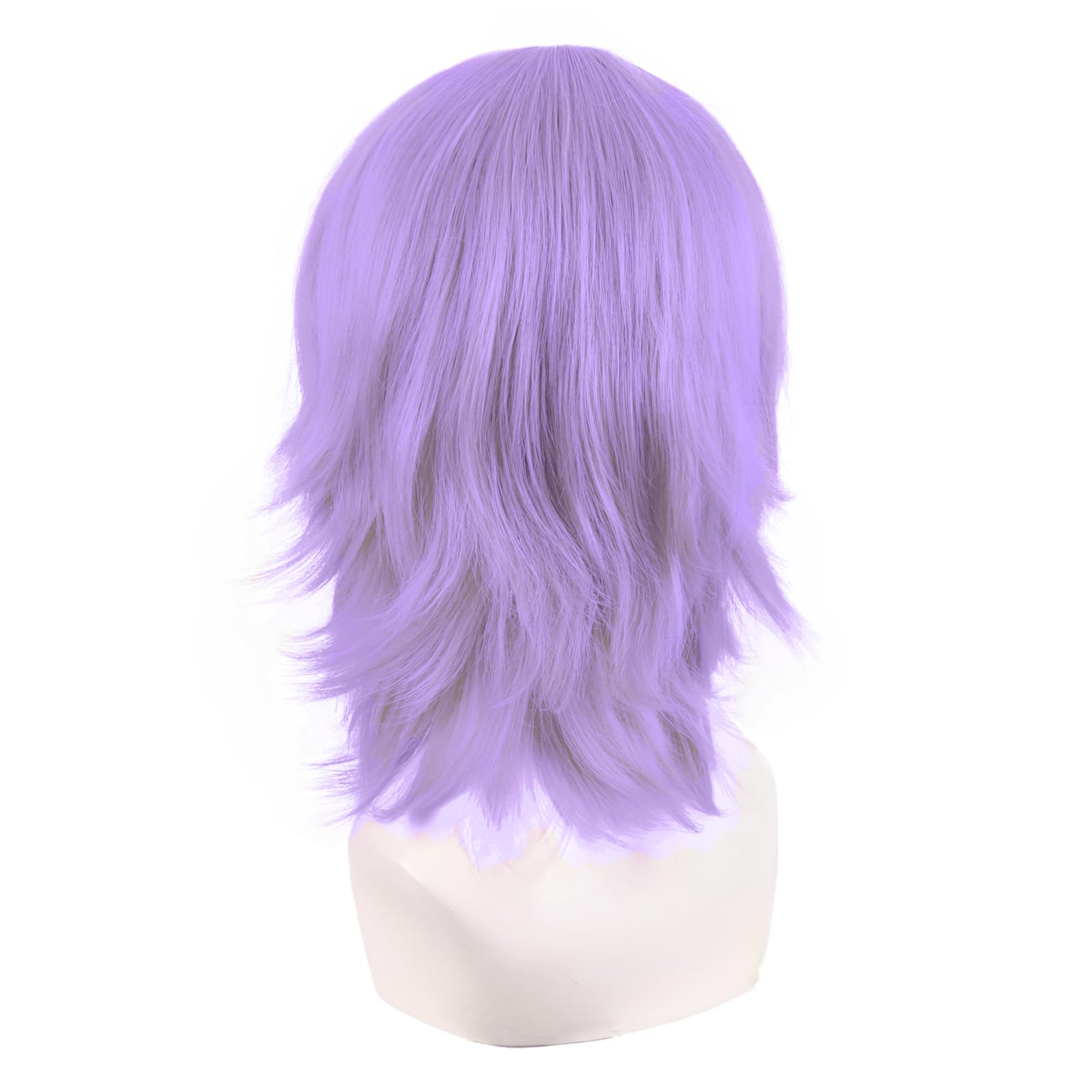 MapofBeauty 14 Inch/35 cm Short Cosplay Wolf Tail Synthetic Side Bangs Party Wig (Light Purple)