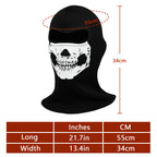 2025New Creepy Skull Balaclava Mask Ghost Skeleton Face Halloween Costume Cosplay Tactical Anti-UV Motorcycle Cycling Black