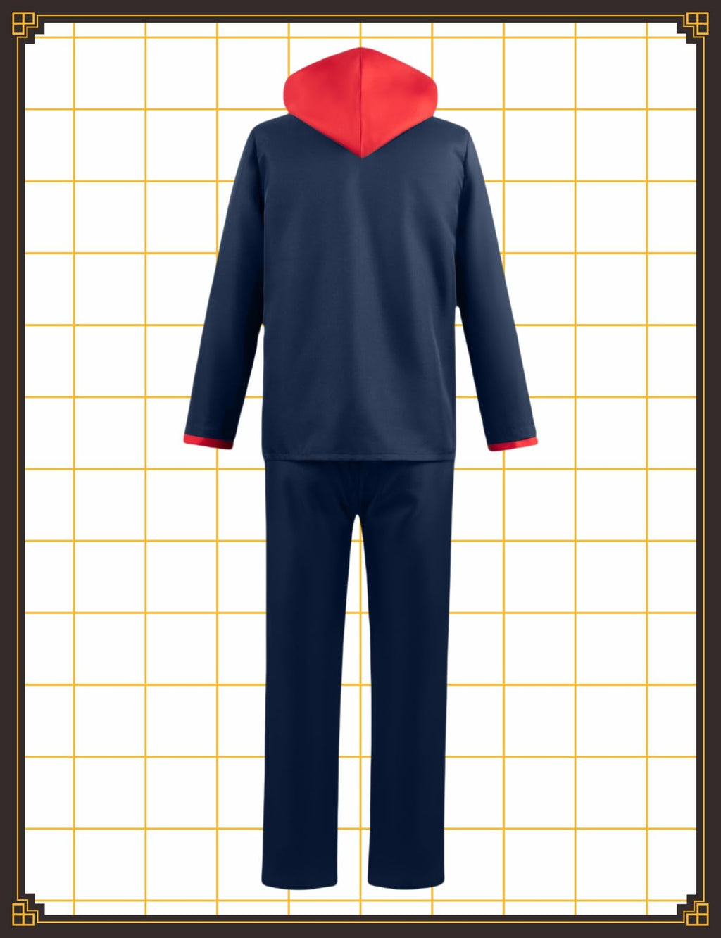 Men's Cosplay School Uniform Men Blue Black Hooded Jacket Pants Full Set Halloween Costume Adult Outfit (Blue, L)