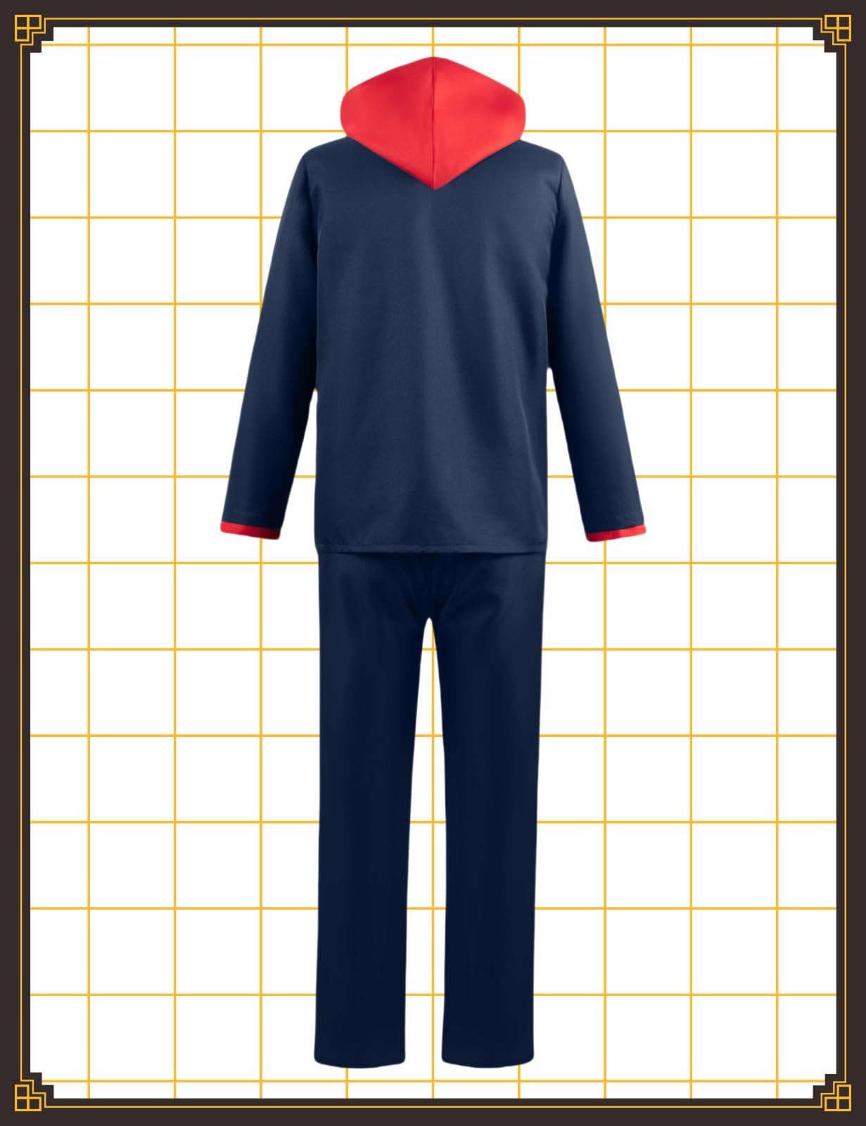 Men's Cosplay School Uniform Men Blue Black Hooded Jacket Pants Full Set Halloween Costume Adult Outfit (Blue, L)