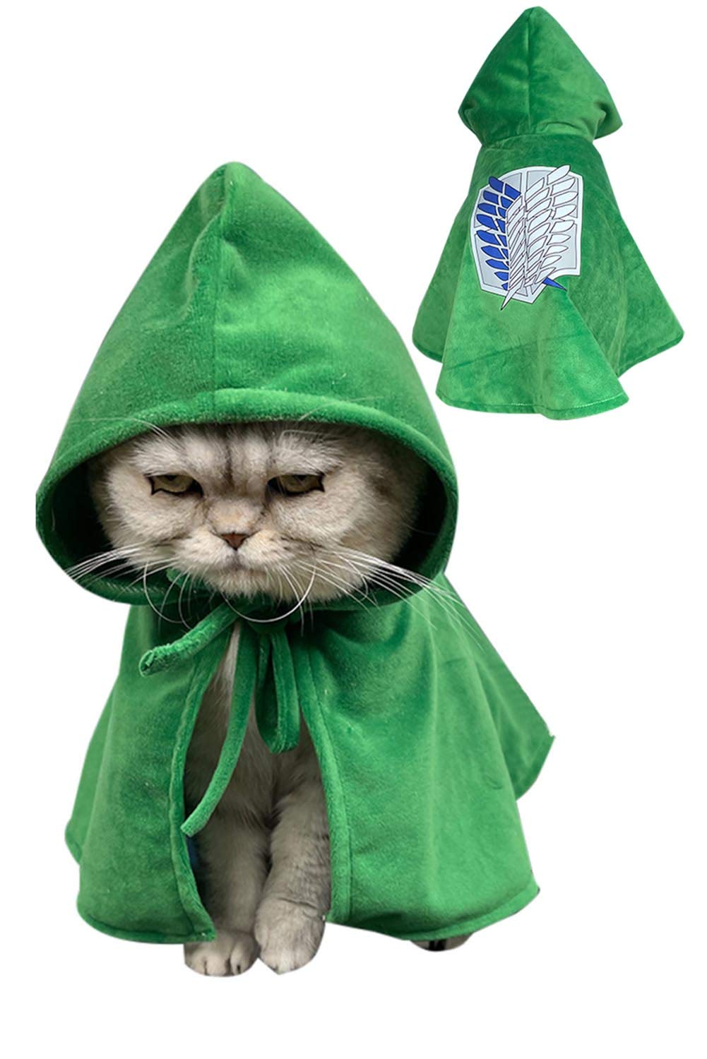 Dog Cat Halloween Costumes Pet Robe Cape Hoodie Green Cloak Outfit