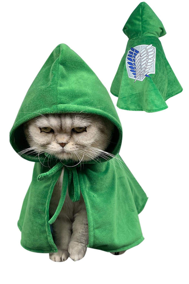 Dog Cat Halloween Costumes Pet Robe Cape Hoodie Green Cloak Outfit Hover Image