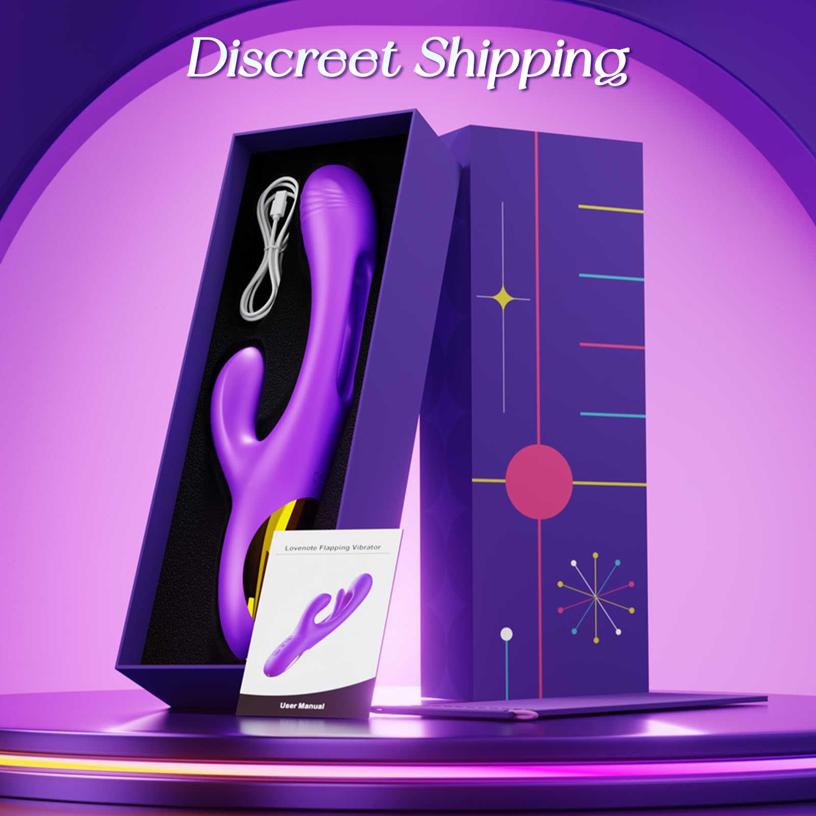 Vibrator Dildo Rabbit Sex Toys -LOVENOTE G Spot Vibrator Massager for Women Clitoral Nipple Stimulation, 3 in 1 Sex Toys with 14 Vibration & 7 Tongue Licking Flapping, Adult Product Aurieel (Purple)
