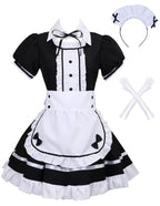 Colorful House Women's Cosplay French Apron Maid Fancy Dress Costume (X-Small, Black-5Pcs)