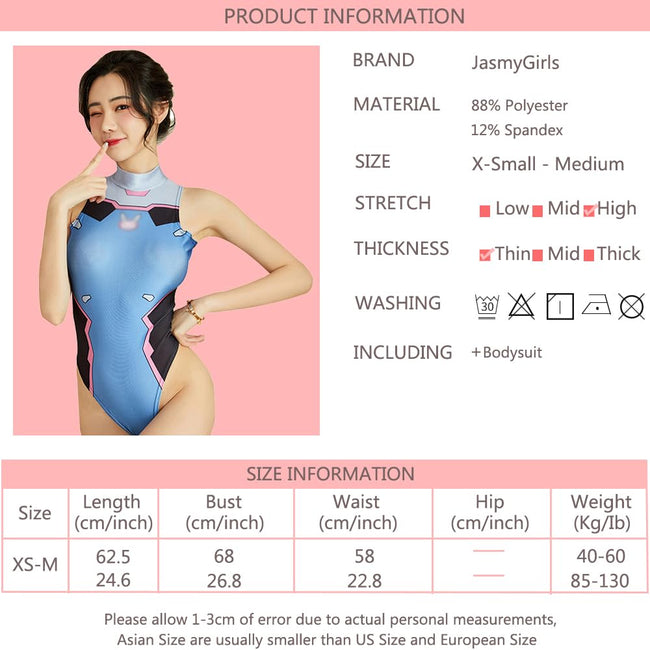 JasmyGirls Womens Sexy Anime Cosplay Lingerie Kawaii Costume One-Piece Cute High Waist Swimsuit Slim High Cut Bodysuit Blue Main Image