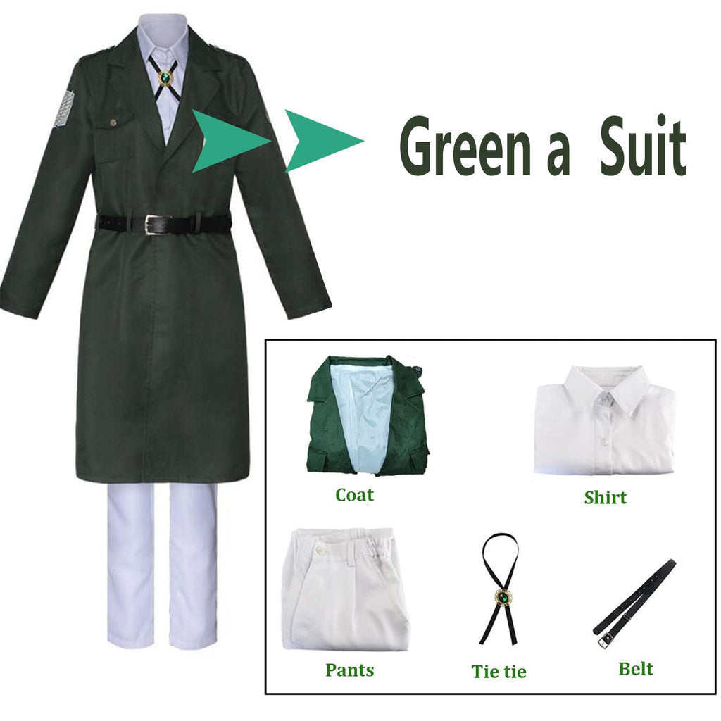 FMMOEK Halloween Cosplay Costume Anime Green Uniform Cloak Long Trench Coat for Adult (S, Green-A)